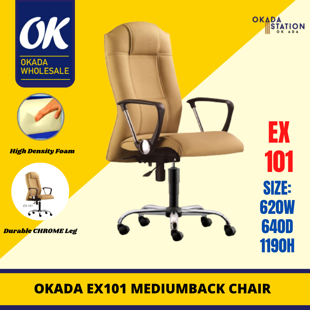 Kennedia EX-101 ERGONOMIC EXECUTIVE MEDIUM BACK CHAIR - PU LEATHER / Kennedia / MEDIUM BACK CHAIR / OFFICE CHAIR / ERGONOMIC OFFICE CHAIR / ERGONOMIC PU LEATHER CHAIR / PU LEATHER CHAIR / EX-101 / CHAIR