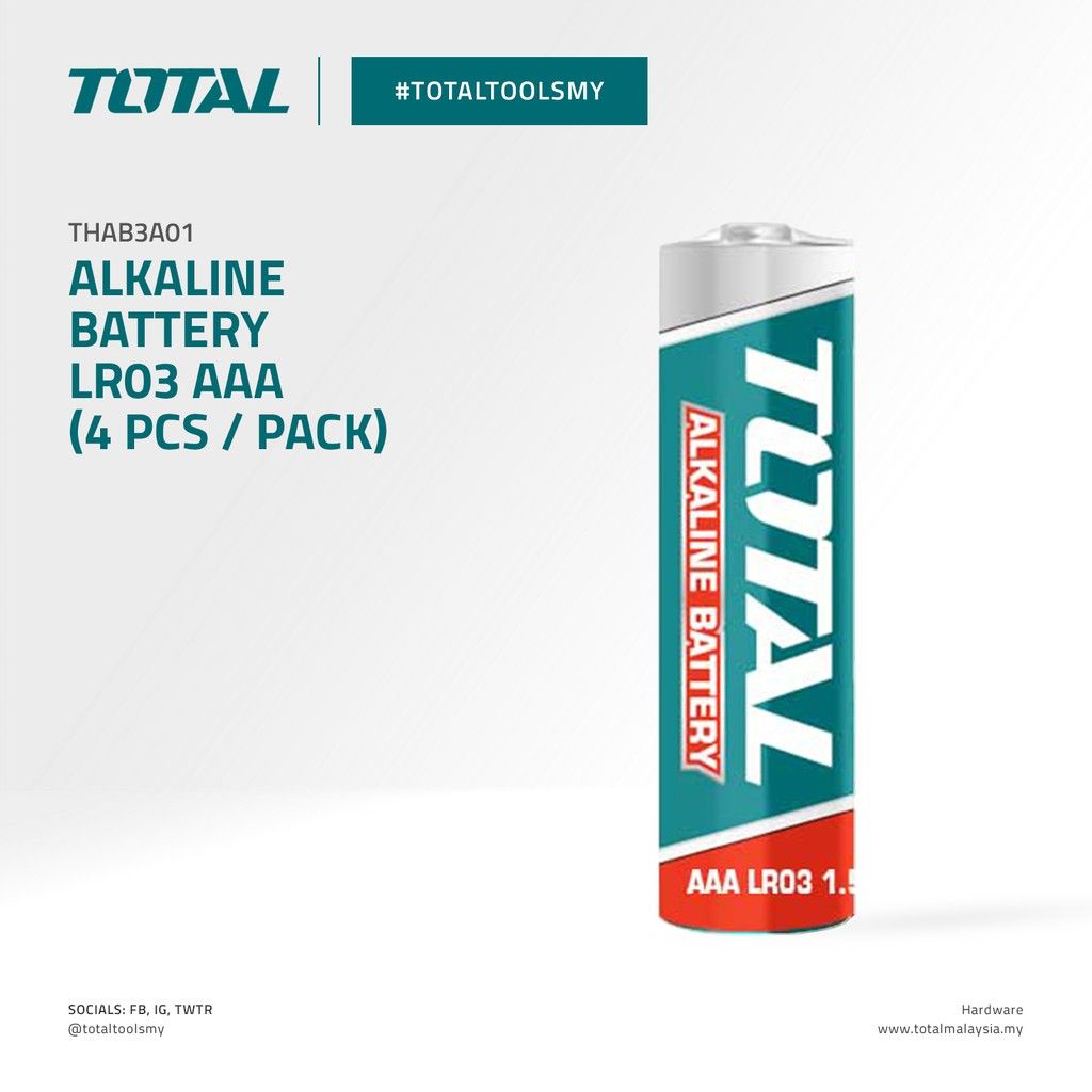 TOTAL ALKALINE BATTERY LR03 AAA (1.5V/1900MAH/4 PCS/PACK) THAB3A01