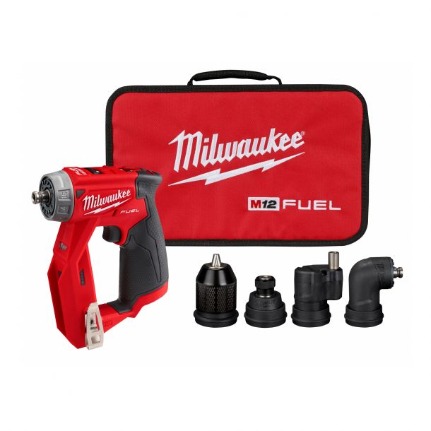 MILWAUKEE M12 FUEL™ Installation Kit Drill/Driver w/ Interchangeable Heads w/ Add-On M12™ 2.5Ah HIGH OUTPUT™ Battery Starter Pack and bare