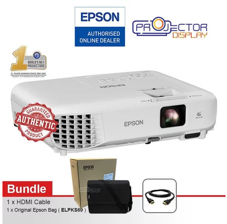 Epson EB-E01 XGA (1024x768) 3300 Lumens 3LCD Projector, Office, Education Use, Lamp Life 12000 Hours