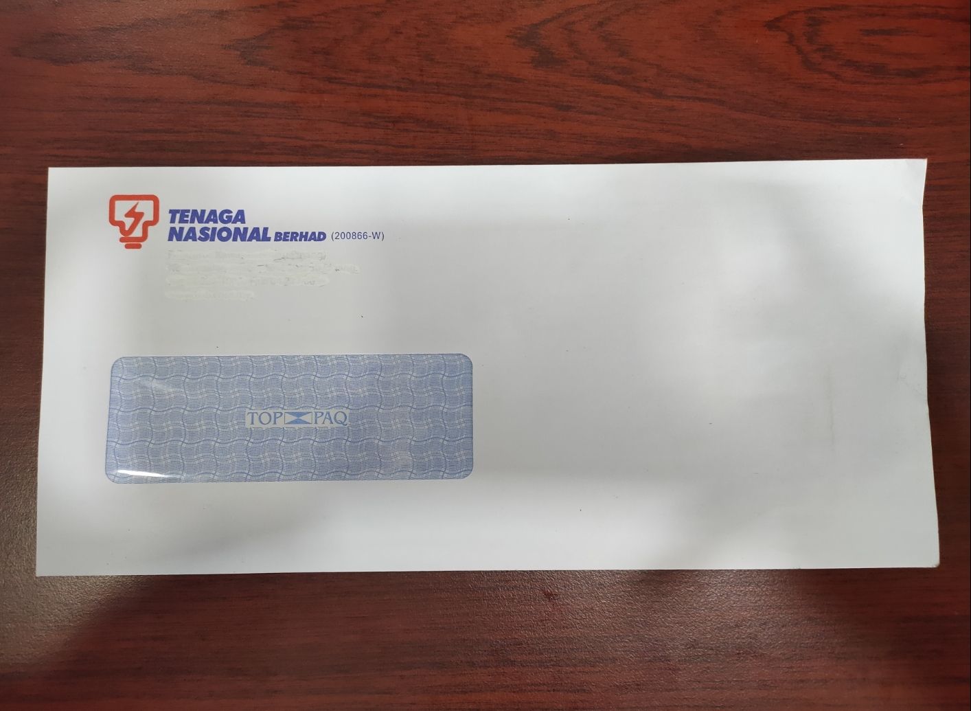 Sampul Putih Bertingkap Berserta Alamat Dan Logo TNB Saiz : 4 1/2" x 9 3/4"