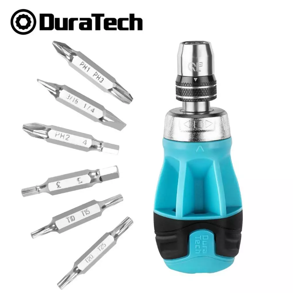 DURATECH 12-IN-1 STUBBY RATCHETING SCREWDRIVER