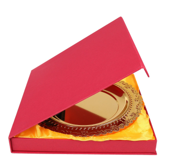 QS GOLD SILVER GIFT PLATE L 43.5 X 30CM
