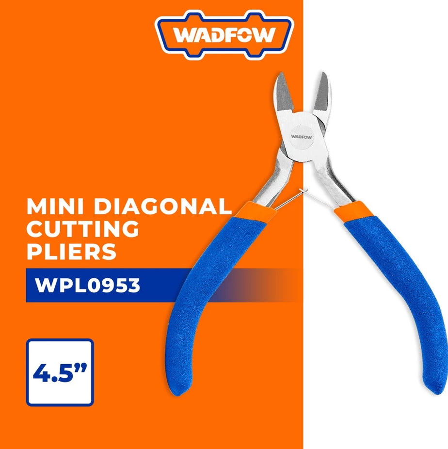 WADFOW MINI DIAGONAL CUTTING PLIERS WITH PLASTIC HANDLE POLISHED (4.5" X 115MM) (WPL0953)