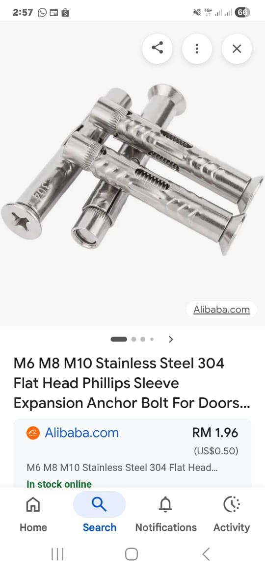 M6 Stainless Steel 304 Flat Head Phillips Sleeve Expansion Anchor Bolt