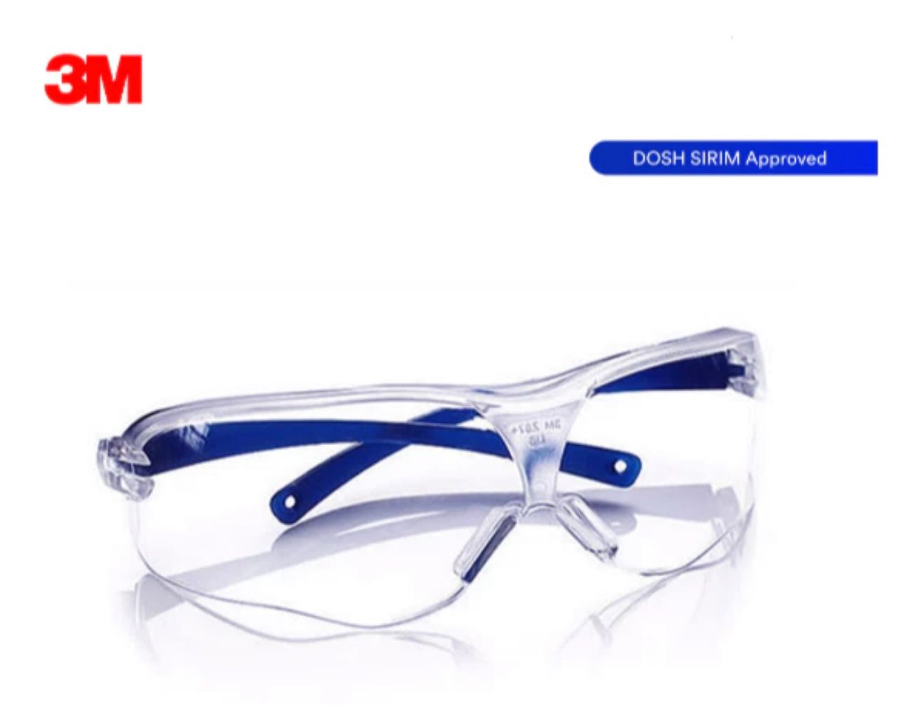 3M Safety Spectacles Clear Anti-Fog Lens, Blue Temples 3M (DOSH SIRIM Approved)