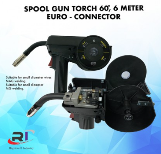 RIGHTWELL SPOOL GUN WELDING TORCH 60° 6 METER EURO-CONNECTOR