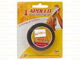 Apollo Double Sided Foam Tape Black 12mm x 1m