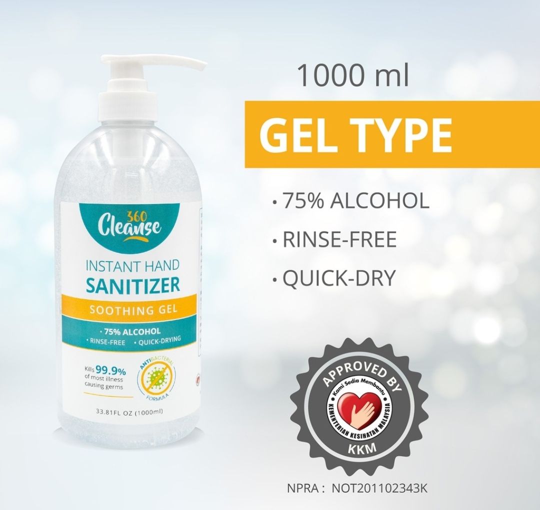 Cleanse Hand Sanitizer 100ml & 1000ml 75% Alcohol QuickDry (Gel or Spray)