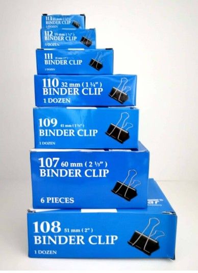 BINDER CLIP -ALL - (12'S / BOX )/BINDER CLIP/ DOUBLE CLIP/ # (15mm) #(19mm)#(25mm)#(32mm)#(41mm)#(51mm)