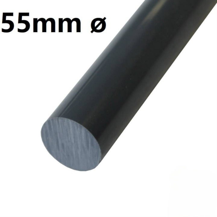 PTFE ROD BLACK 55MM DIAMETER CARBON FILLED PTFE (55MM X 1M)
