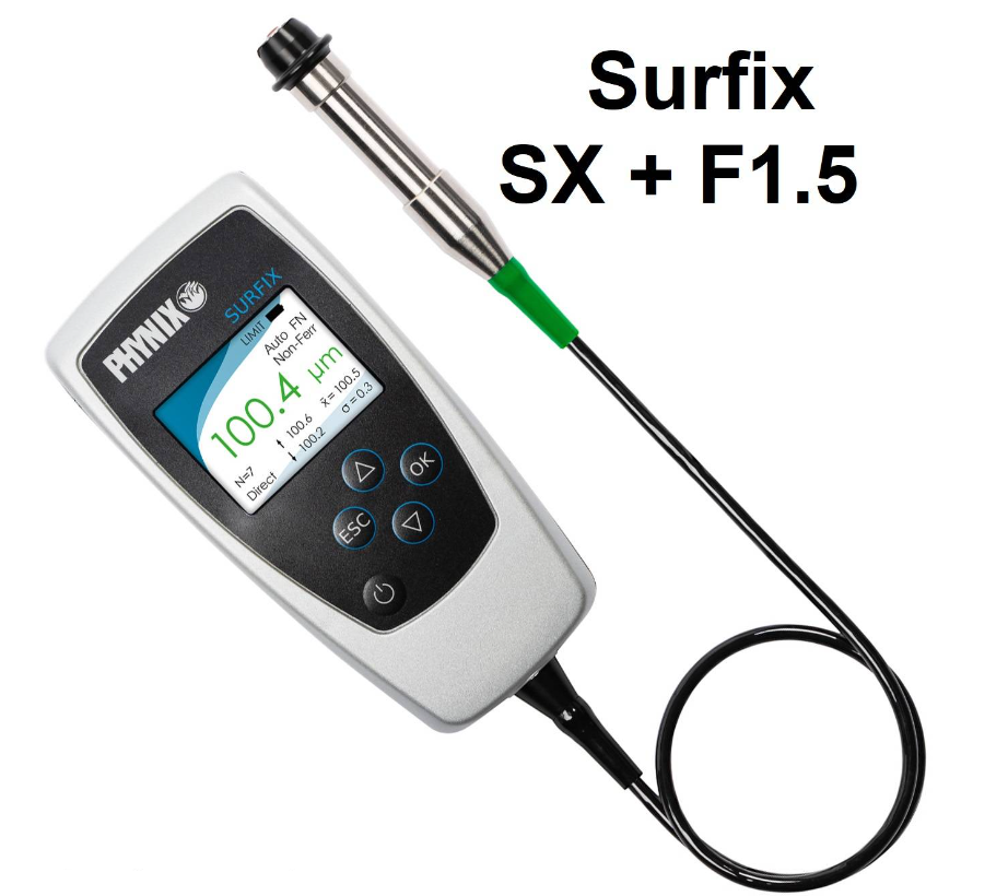 PHYNIX COATING THICKNESS GAUGE SURFIX SX + F1.5 EXTERNAL PROBE FERROUS MADE IN GERMANY