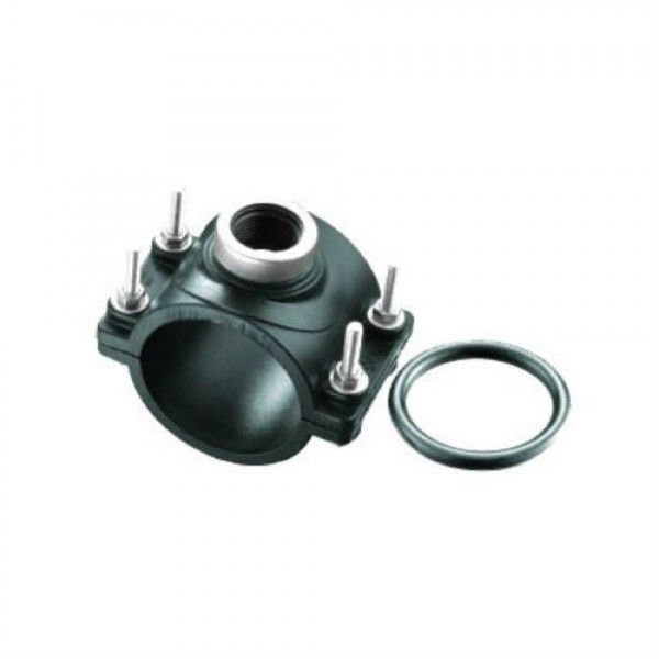 ATKC HDPE Clamp Saddle (Mechanical Type) with Galvanized (GI) Bolt & Nut Female Threaded 63MM (DIA) x 1/2"