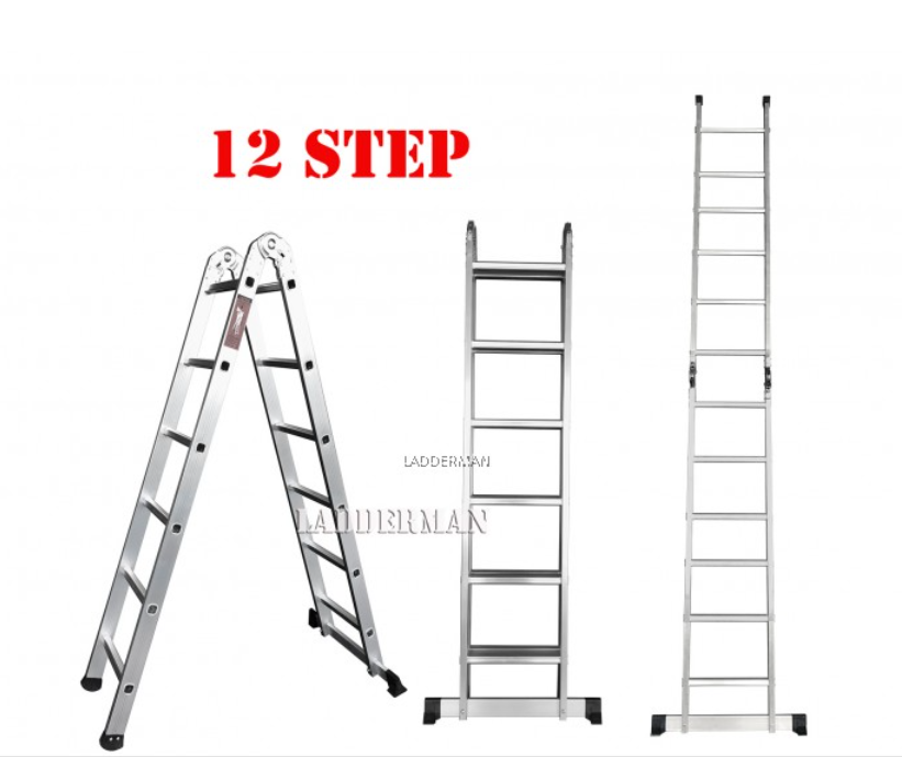 12 STEP ALUMINIUM TWO WAY MULTIPURPOSE LADDER
