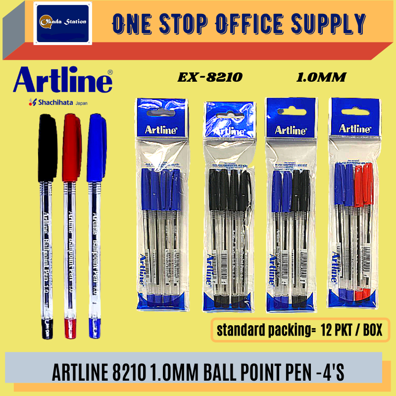ARTLINE 8210 / BALL PEN / BALL POINT PEN / 1.0MM / 4'S / SET / 8210 / ARTLINE PEN / ALL COLOUR