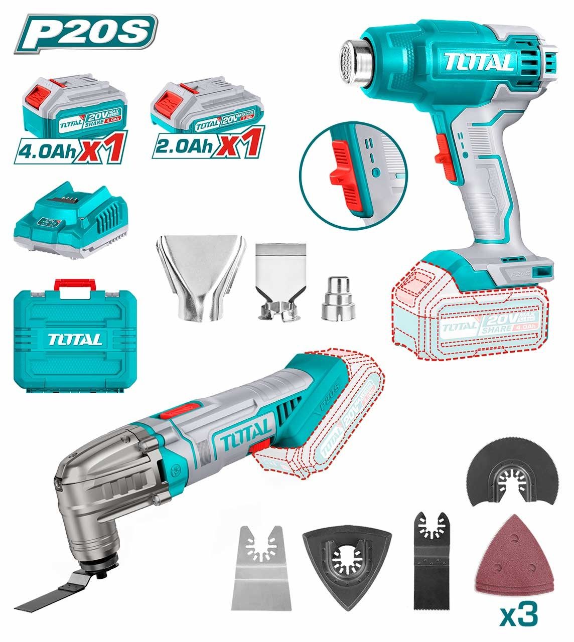 TOTAL TOSLI230705 Li-ion 2 Pcs Combo Kit