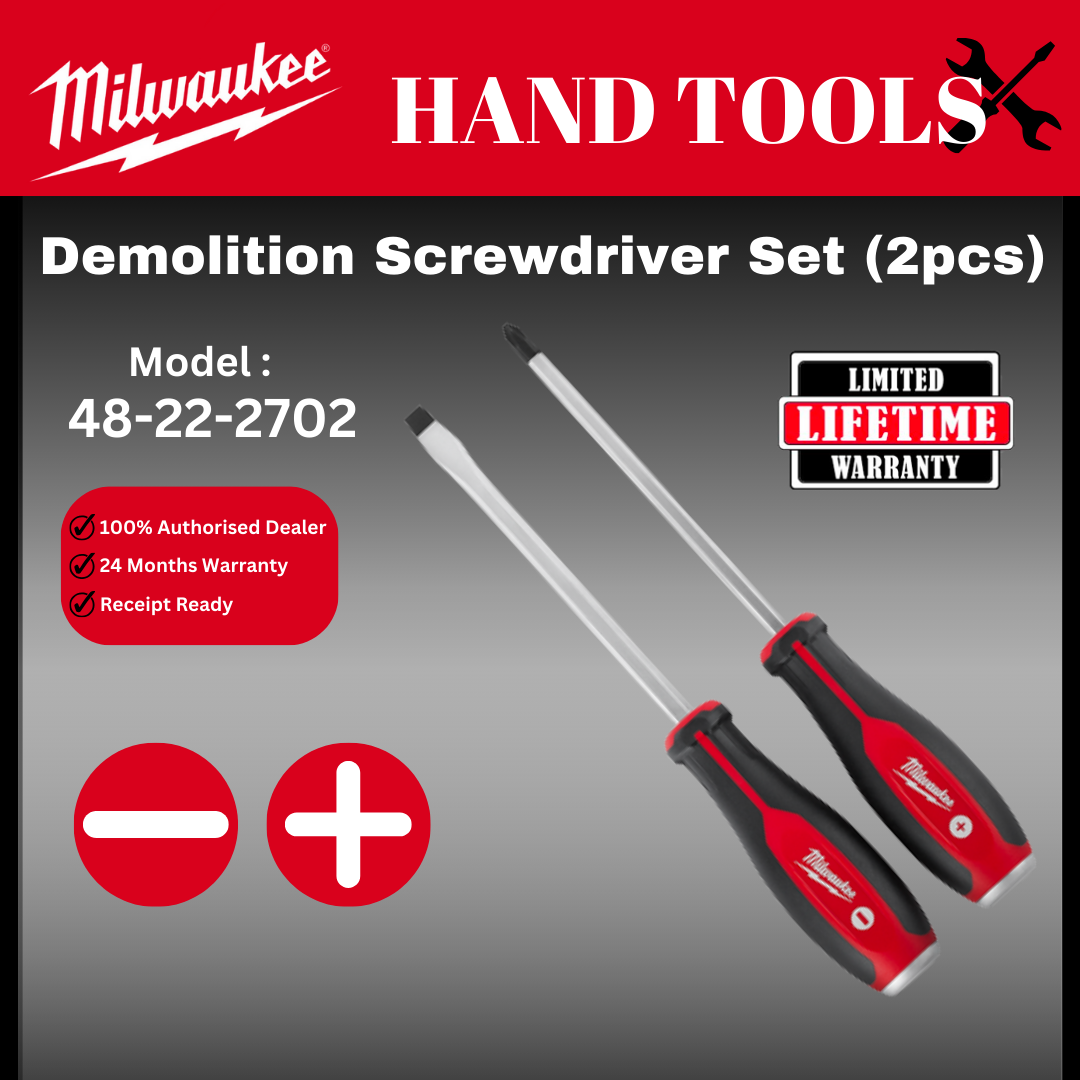 Milwaukee Screwdriver 2pcs set / Screw driver / Screwdriver Set / Screwdrivers & Nut Drivers / Demolition Screwdriver Set