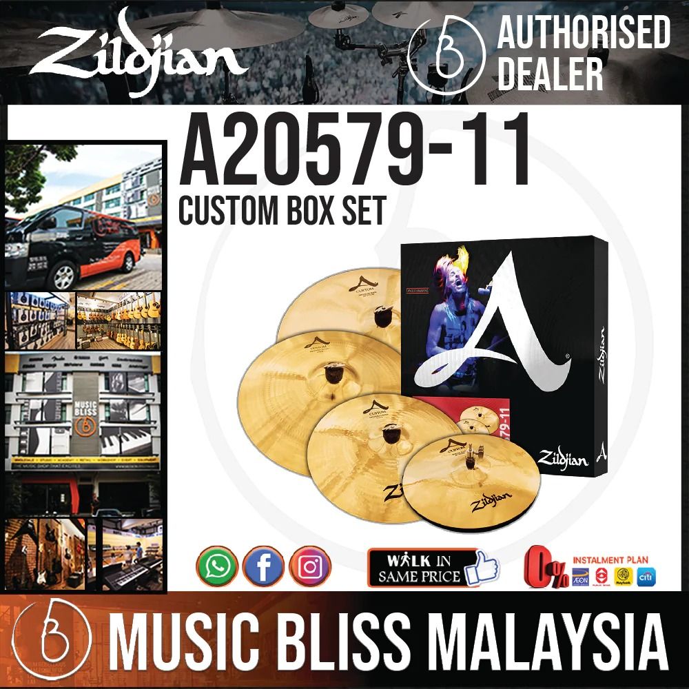 Zildjian *#Zildjian A Custom Box Set - 14" Hats, 16" Crash, 20" Med Ride, 18" Crash Cymbal Set