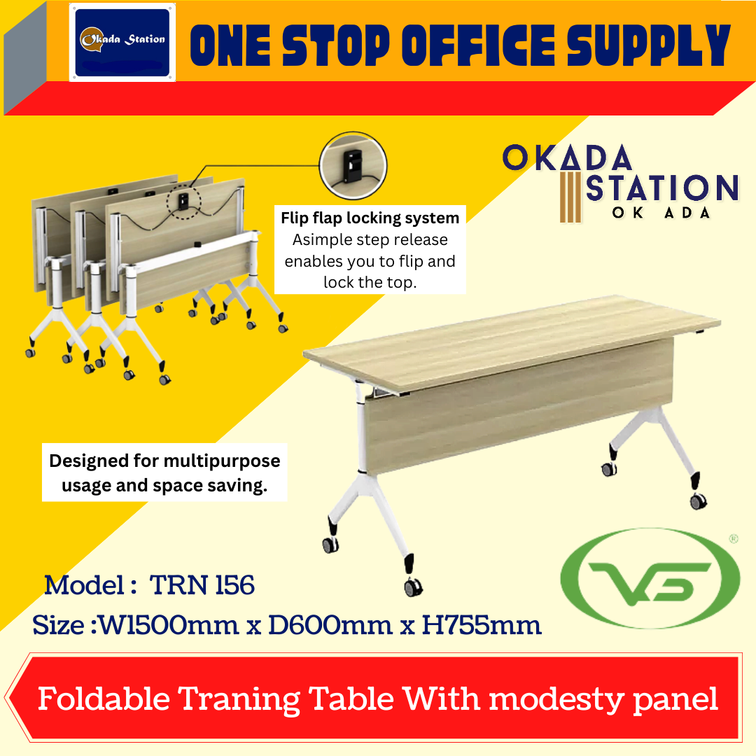 VS TRAINING TABLE / STUDY TABLE / SIZE 5' / 1500MM / FOLDED TABLE / TRN 156 / OFFICE TABLE / MEJA PEJABAT / MEJA TRAINING / MEETING TABLE