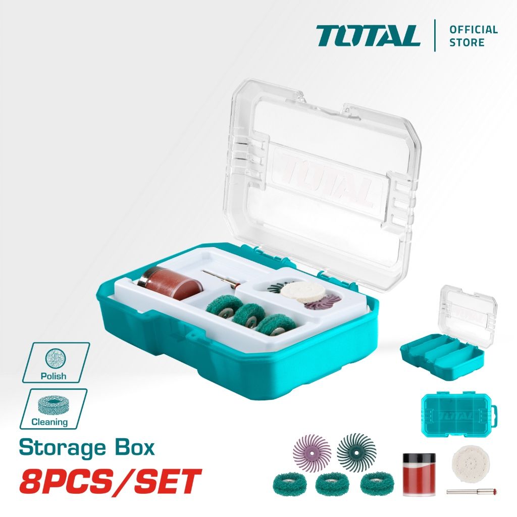 TOTAL SANDING & POLISHING SET FOR MINI DRILL (8 PCS) ABRASIVE BUFF & BRUSH + POLISH CLOTH FOR MINI GRINDER TAKMG5008