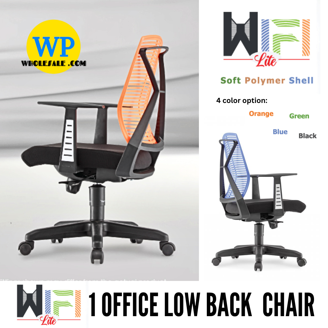 CLASSIC CHAIR WIFI LITE 1 ERGONOMIC OFFICE LOW BACK CHAIR - ALL SIZE / SECRETARIAL SERIES / OFFICE CONFERENCE CHAIR / OFFICE SWIVEL CHAIR / TASK CHAIR / DIRECTOR CHAIR / OFFICE CHAIR / PP BASE / FABRIC / PU LEATHER / WIFI LITE 1