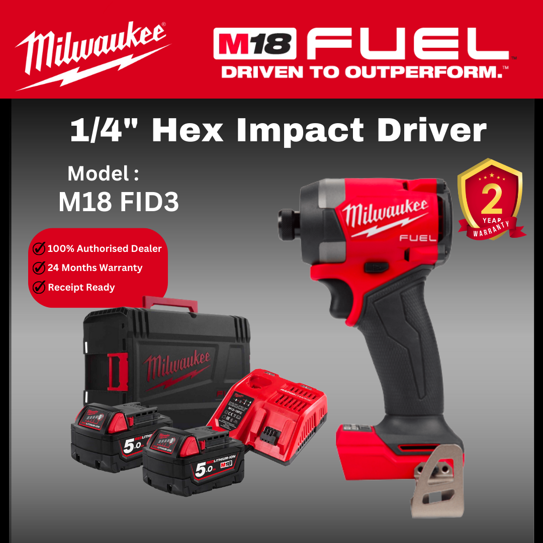 MILWAUKEE M18 1/4" Hex Impact Driver / M18 FID3 / Milwaukee Driver / Power Tools Drilling / MILWAUKEE SET / DRILLING / MILWAUKEE DRILL