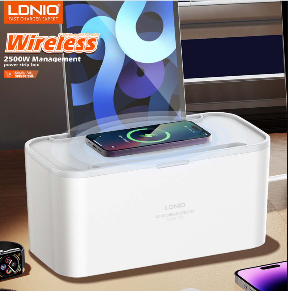 LDNIO MANAGEMENT POWER STRIP BOX EXTENSION SOCKET 15W WIRELESS CHARGING SN5311W