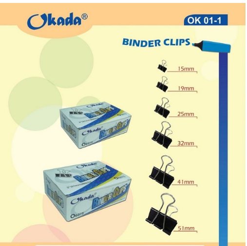 OKADA Binder Clip 32mm- (12'S / BOX) / BINDER CLIP / DOUBLE CLIP / 32MM