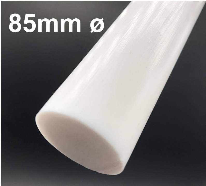 PTFE ROD 85MM DIAMETER WHITE COLOR BUSH ROUND BAR