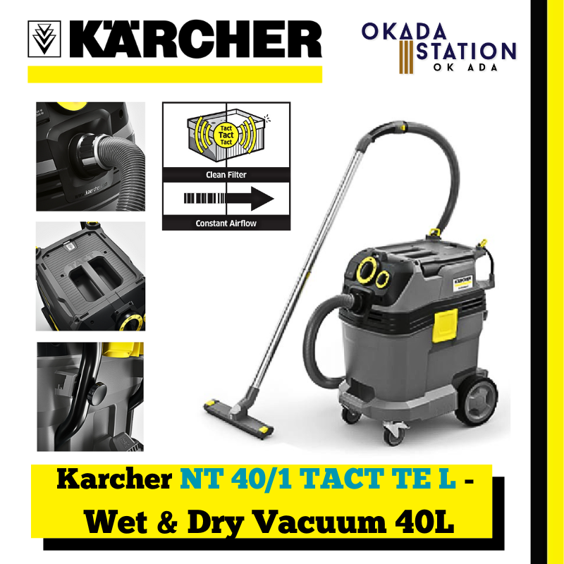 Karcher NT 40/1 TACT TE L - Wet & Dry Vacuum Cleaner 40L / Corded Vacuum Cleaner / Vacuum Cleaner / Vacuum / Wet & Dry Cleaning / Cleaning Tool / 40L Container Capacity