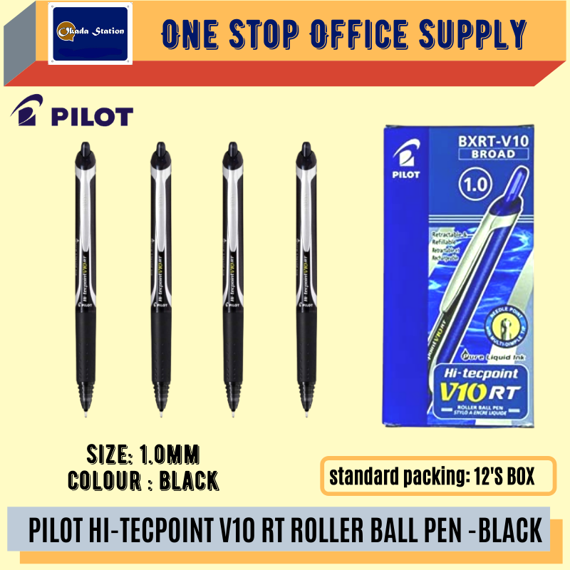 PILOT HI-TECPOINT V10 RT ROLLER BALL PEN -BLACK / Pilot / Hi-Tecpoint / V10 / Roller Ball Pen / Pilot Ball Pen / 1.0mm #black