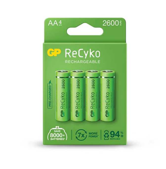 GP ReCyko Battery 2600mAh AA (4 battery pack)