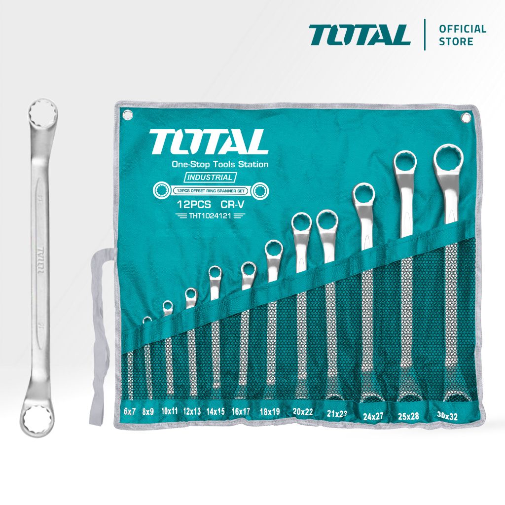 TOTAL OFFSET RING SPANNER SET PACKED IN CANVAS BAG (6MM-32MM/12 PCS) THT1024121