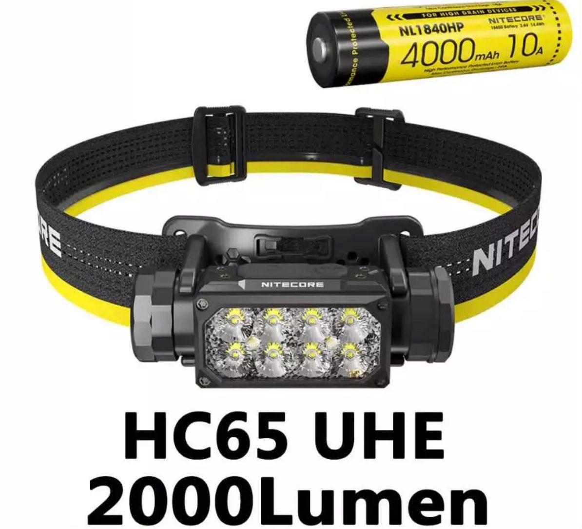 NITECORE HC65 UHE 2000 lumens three light source headlight, illumination distance 222 meters