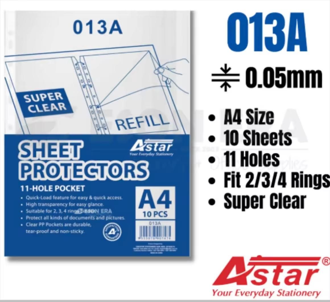 A'STAR 013A A4 SHEET PROTECTOR 10 SHEET