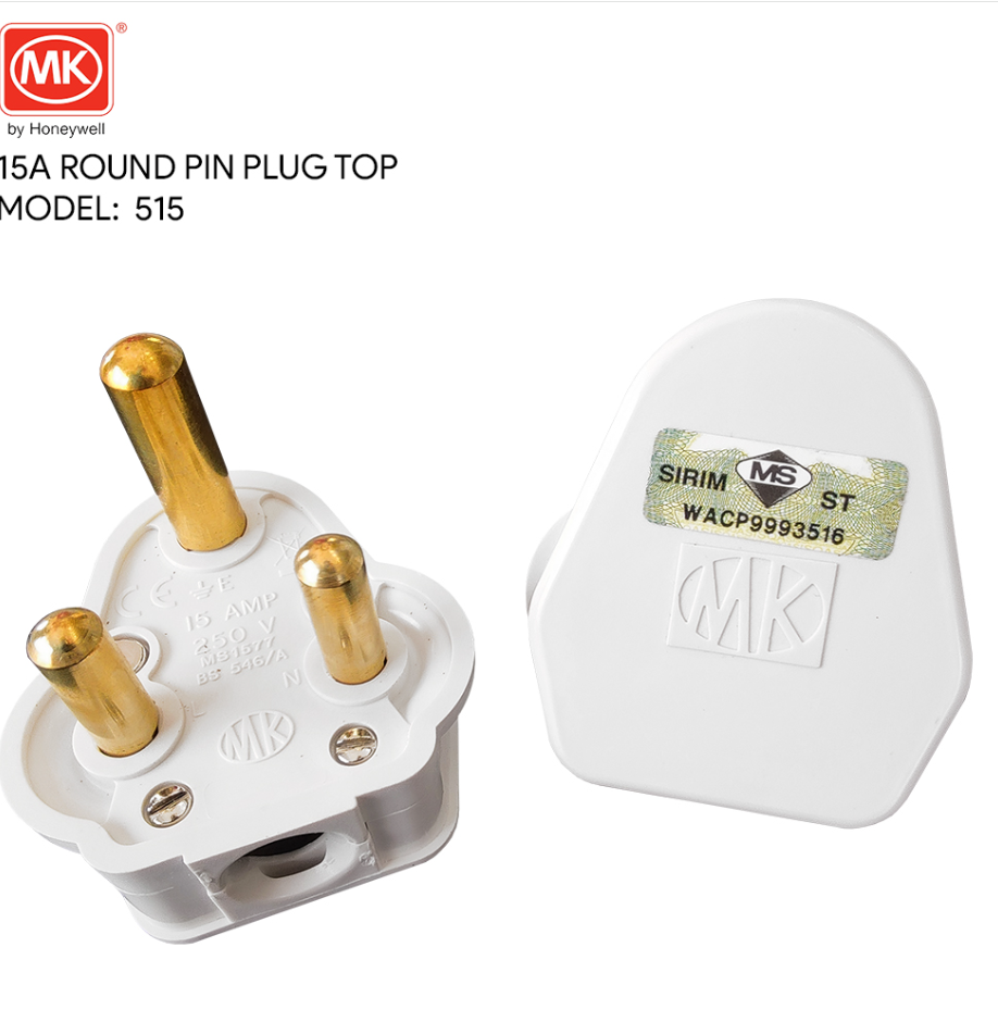 MK HONEYWELL - 15A ROUND PIN PLUG TOP (515)