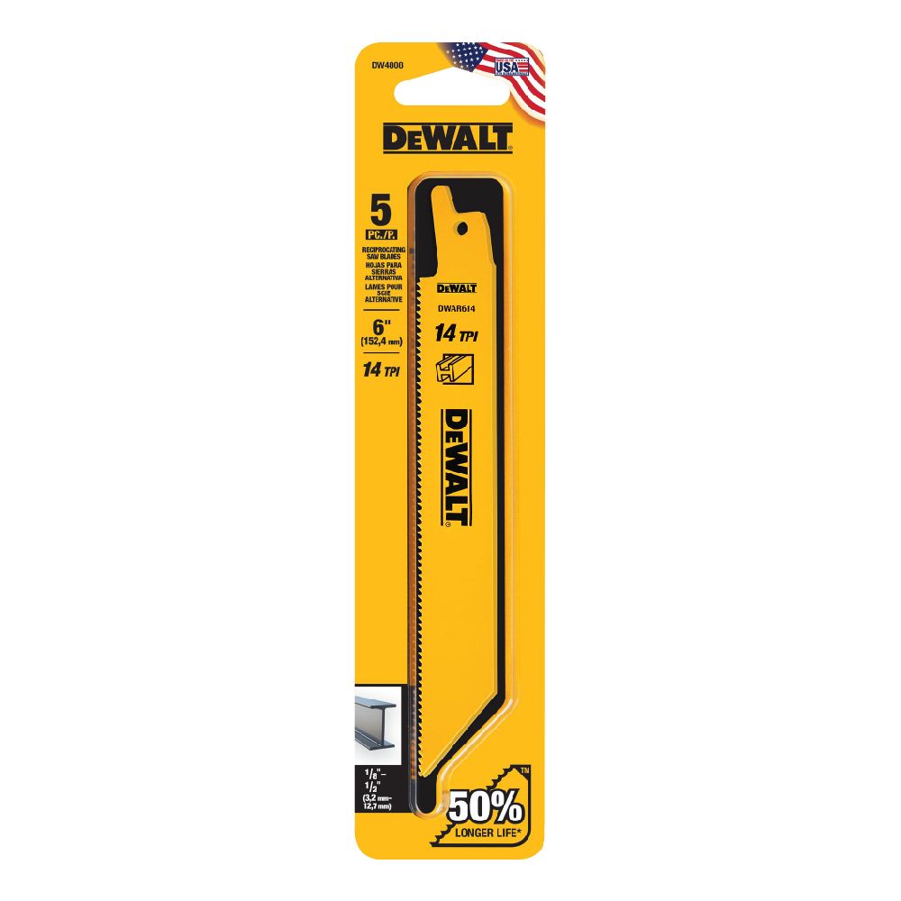 Dewalt PKT 5 RECIPROCATING SAW BLADES 6" 14 T