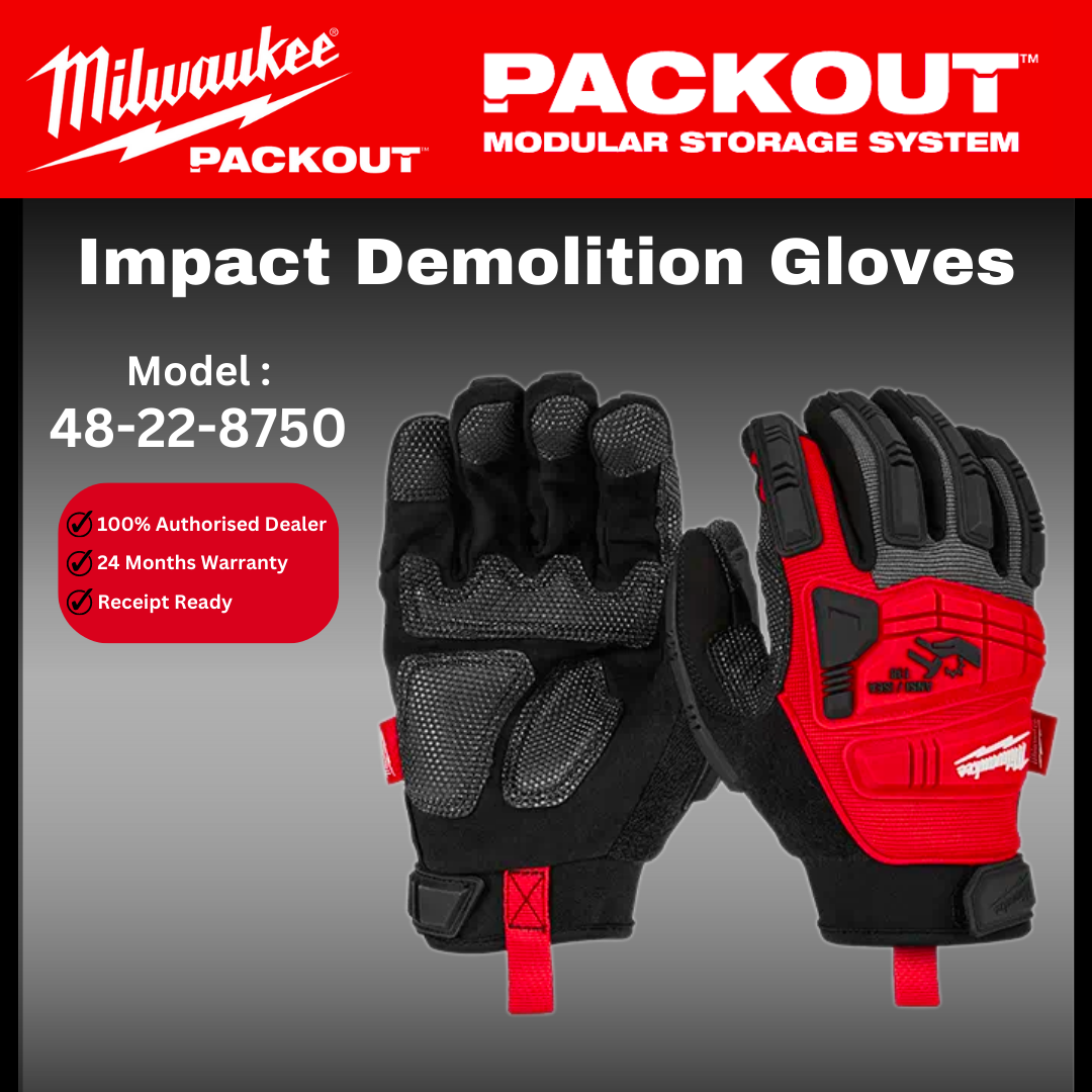 Milwaukee Impact Demolition Gloves / 48-22-8750 / Milwaukee Gloves / Cut Proof Gloves / Sarung Tangan / Heavy Duty Hand Gloves