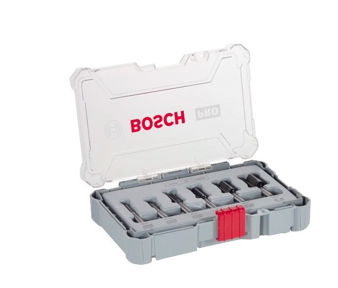 BOSCH PRO ROUTER BIT STRAIGHT SET, SHANK 1/4?, 6 PCS (2607017467)