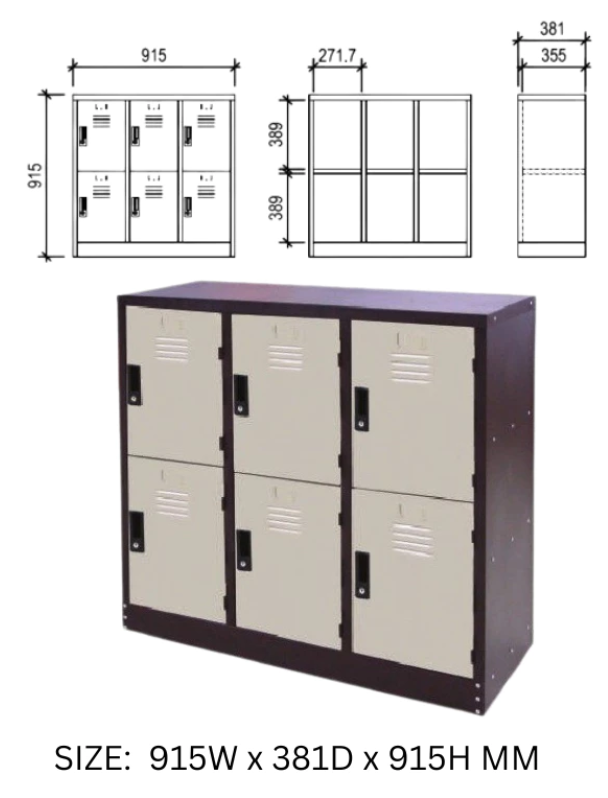 Dreamwood Office 6 Compartments Steel Locker | Locker Storage | Steel Locker | Office Cabinet | Almari Besi
