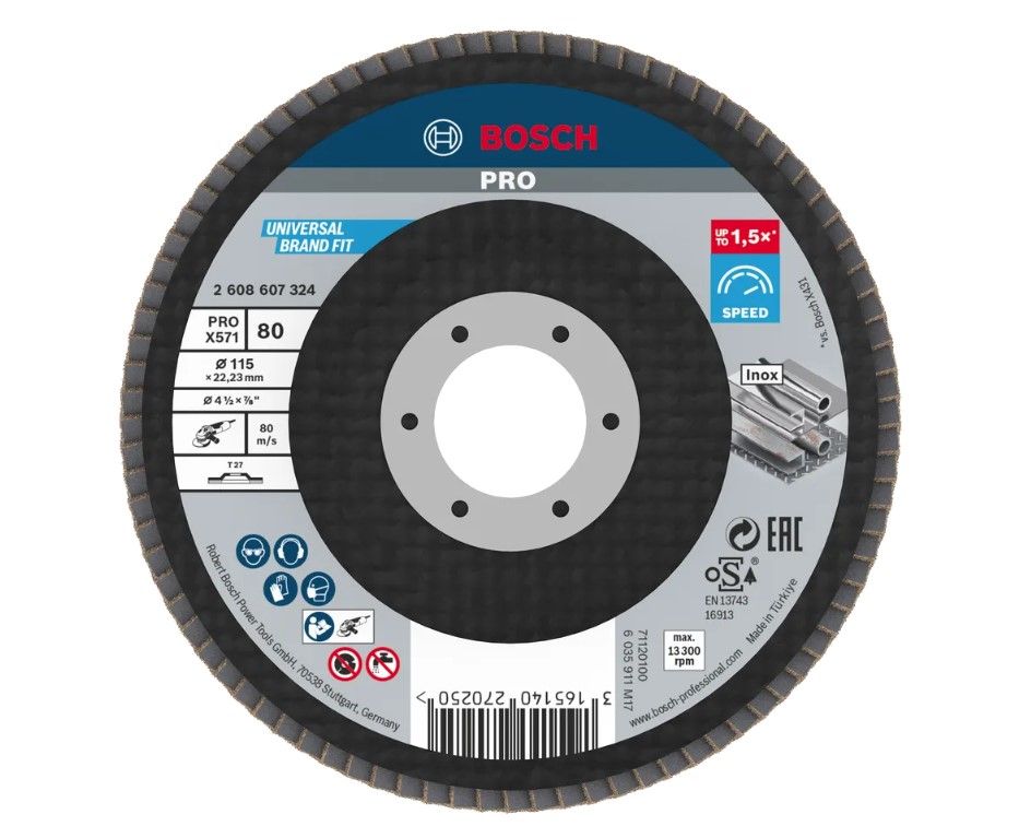BOSCH PRO X571 FLAP DISC, STRAIGHT, 100 MM, G60 (2608619327)