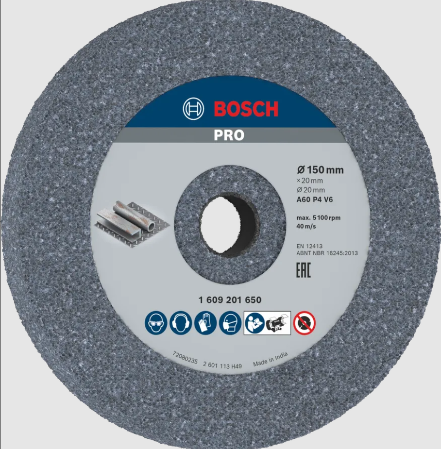 BOSCH PRO METAL GRINDING WHEEL (150 X 20 X 20 MM) G60 (1609201650)