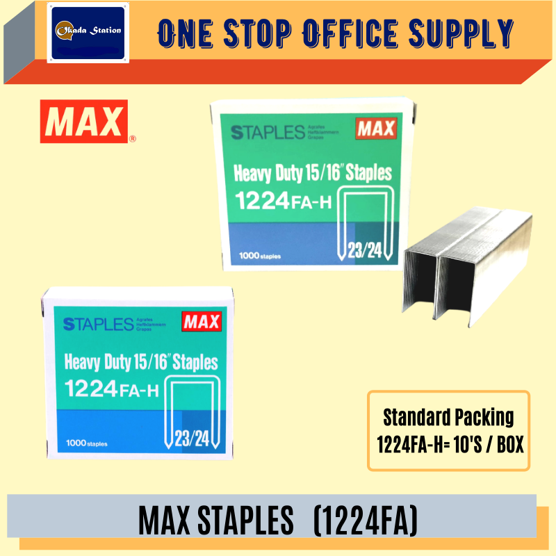 MAX HEAVY DUTY STAPLES NO.1224 FA-H / Max / Staples / NO.1224 FA-H / Gun Tacker Bullet/ Ubat Staples / Heavy Duty Staples #10 BXS / BOX