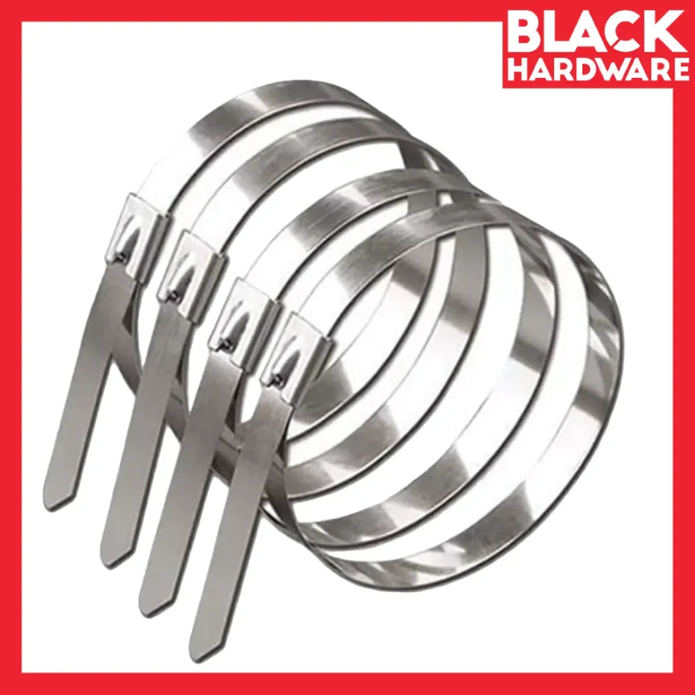 Black Hardware Metal Stainless Steel 304 Exhaust Cable Zip Twist Tie Wrap Rope Tali Strap Pengikat Kabel Wayar Tool Set Cable Tie Besi