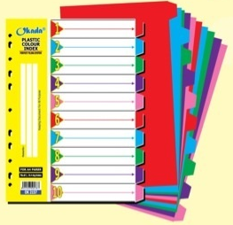 OKADA / PVC INDEX DIVIDER / 10 COLOUR / INDEX DIVIDER / PLASTIC / PP INDEX DIVIDER / COLOUR SEPERATER