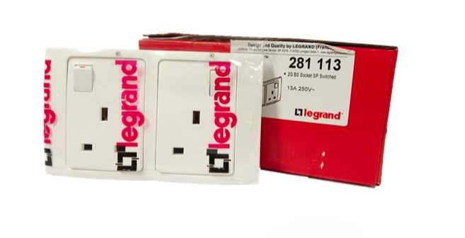 LEGRAND MALLIA 281113 13A 250V 2GANG SWITCH SOCKET OUTLET (WHITE)