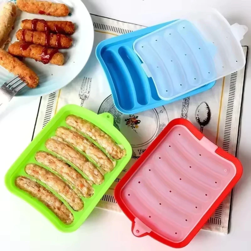 OEM 6 Grids Silicone DIY Sausage Maker Mould Hot Dog
