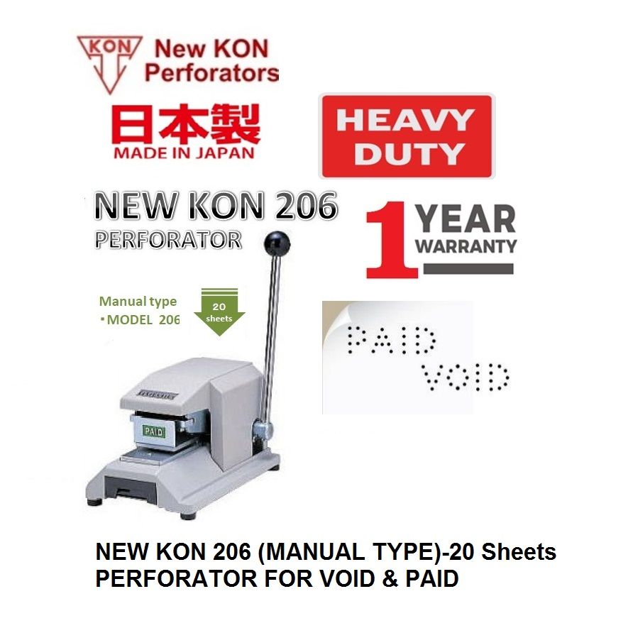 NEW KON 206 Manual Perforator (Single Line Fixed Perforation PAID/VOID)