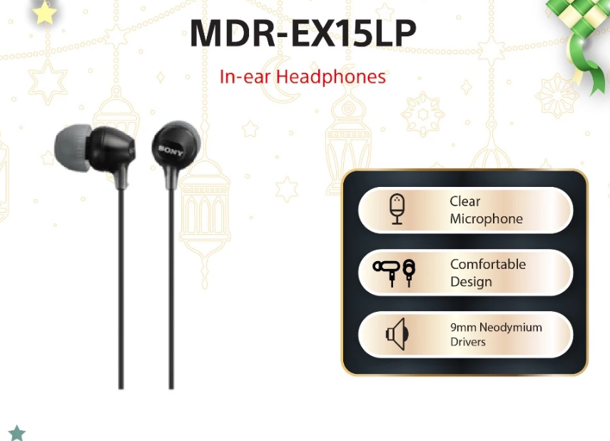 SONY MDR-EX15LP IN-EAR HEADPHONES EX15LP