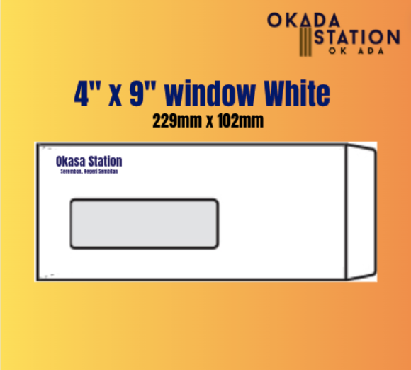 OK ENVELOPE PRINTING / 4'' x 9'' 110MM X 230MM / WHITE WINDOW ENVELOPE / FULL COLOUR PRINTING / WITH COMPANY LOGO / PRINTED ENVELOPE / CUSTOMISE ENVELOPE